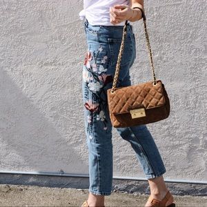Topshop Moto Embroidered Mom Jeans